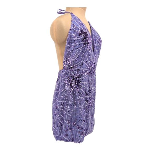 Portia & Scarlett PS23136 Purple Sequin Mini Dress Size 10 Prom Homecoming NWT - Picture 4 of 7